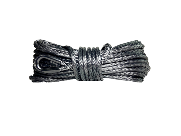 1/4 x 50 ft. Synthetic Winch Rope – 9,000 lbs. Breaking Strength – Replacement Winch Rope for ATV & UTV and Winches Up to 5,000 lbs. (Color: Black)