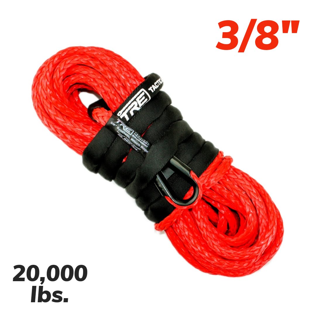 3/8 Synthetic Winch Rope - 20,000 lb. Breaking Strength - Replacement Winch  Rope for 6,000 - 12,000 lb. Winches