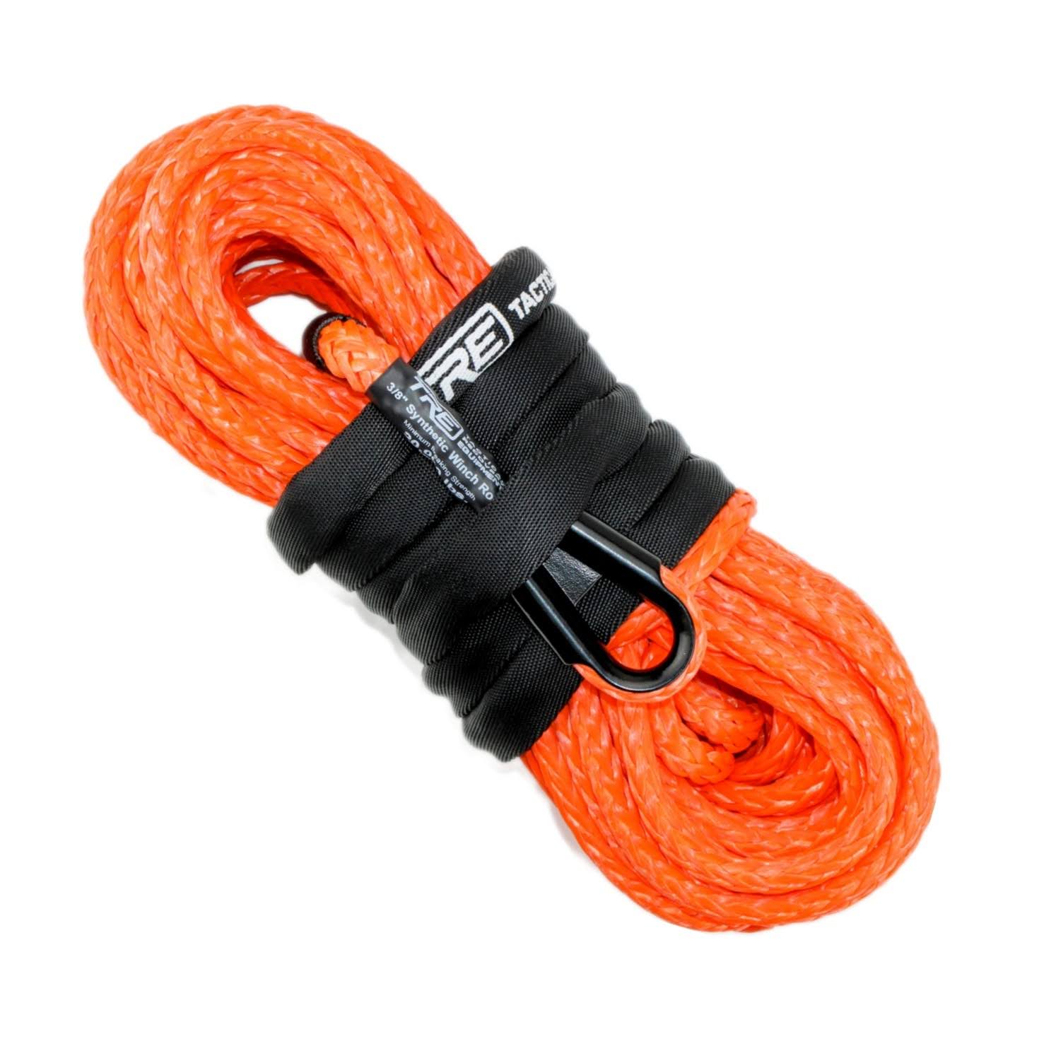 3/8 Synthetic Winch Rope - 20,000 lb. Breaking Strength - Replacement Winch Rope for 6,000 - 12,000 lb. Winches (Winch Rope Color: Orange, Winch Rope