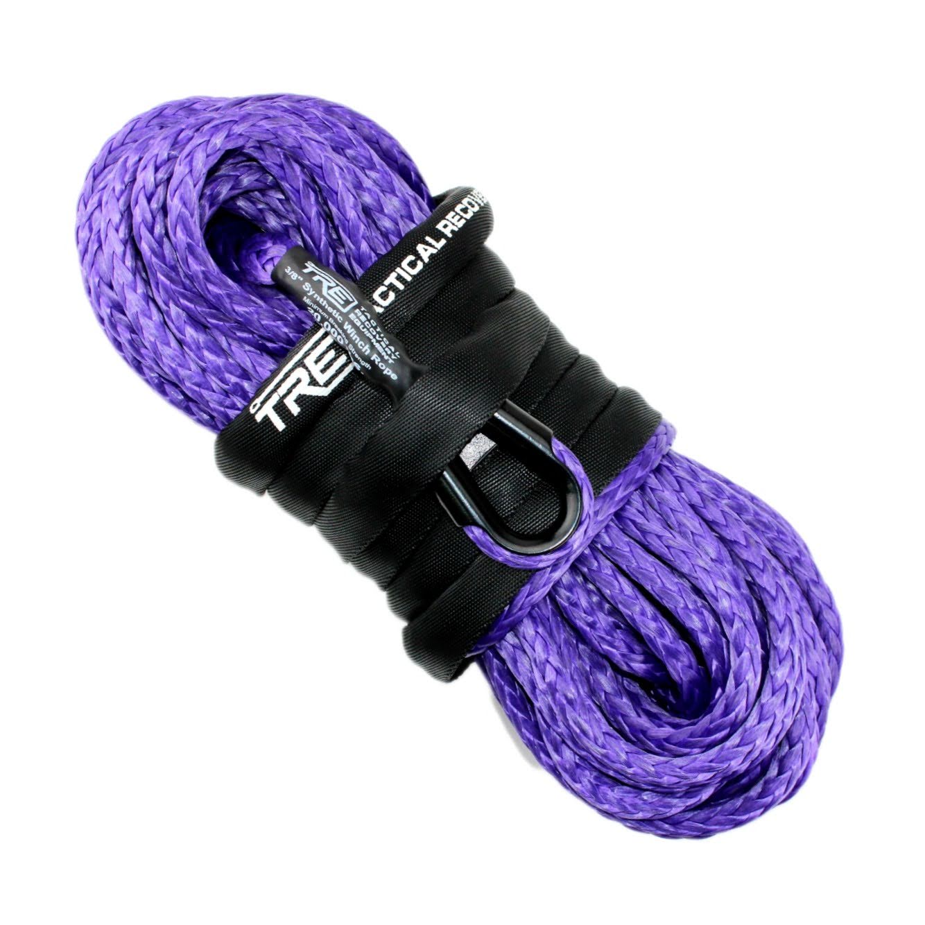 3/8 Synthetic Winch Rope - 20,000 lb. Breaking Strength - Replacement Winch Rope for 6,000 - 12,000 lb. Winches (Winch Rope Color: Purple, Winch Rope
