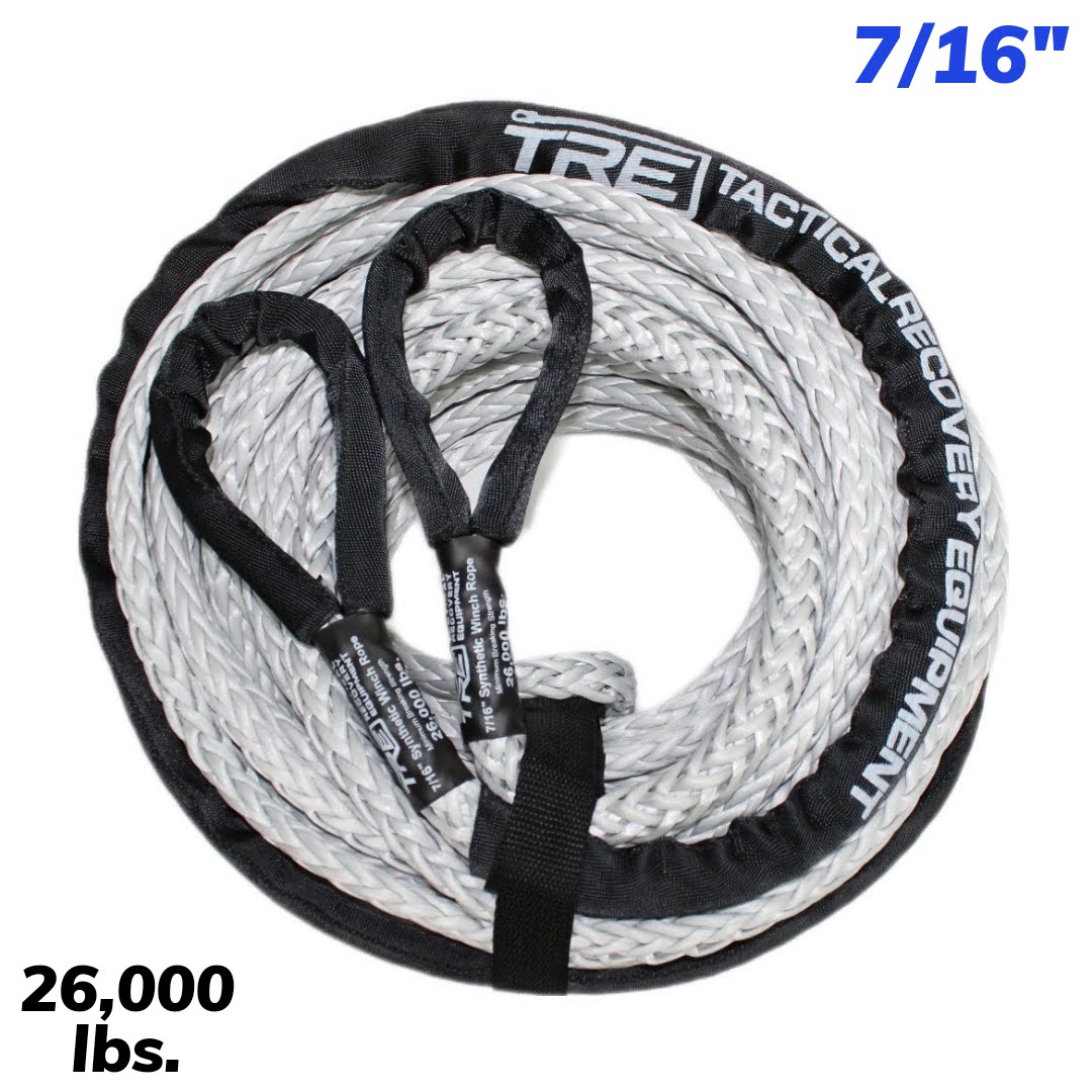 7/16 Winch Rope Extensions - 26,000 lb. Breaking Strength -  black-winch-rope / 50-ft
